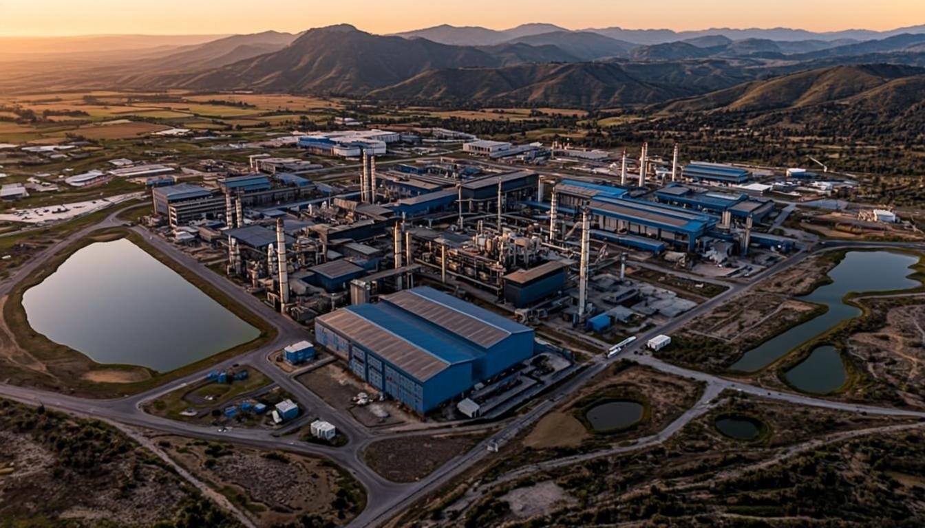 Vue aérienne d'une opération minière moderne en Haut-Katanga